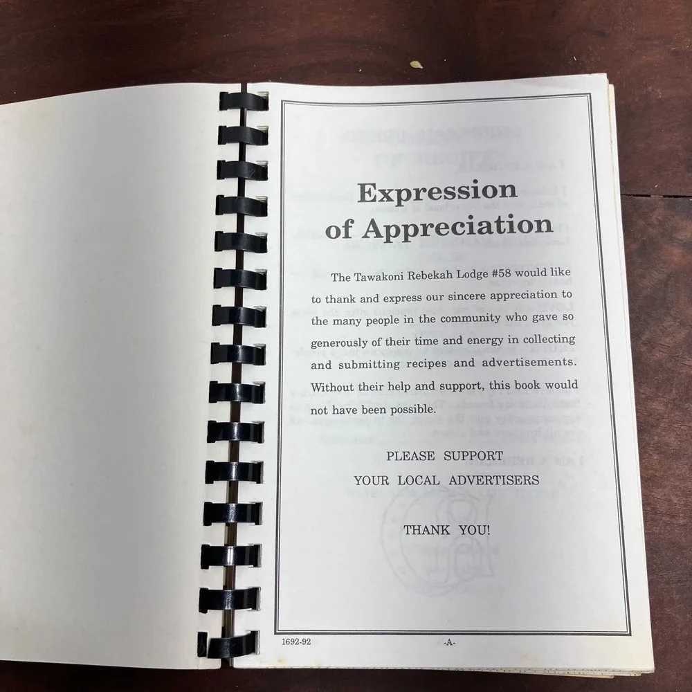 VTG 1992 West Tawakoni Texas Rebekah Lodge 58 Cookbook Seasoned With Love Vol 1